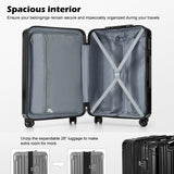 COOLIFE Luggage Expandable Suitcase PC+ABS 3 Piece Set with TSA Lock Spinner Carry on 20in24in28in (Sliver, 3 piece set)