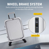 OIWAS 20 Inch Carry On Luggage, Front Pocket Carryon Suitcase with Phone Holder & Cup Holder, Airline Approved Hardshell Luggage with Double TSA Lock, USB Port, One-Click Brake, Silver