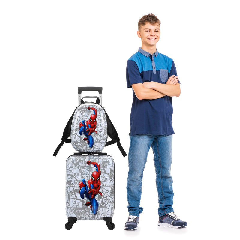 Bioworld Spider-Man In Pose Kids' 2-Piece Travel Set With Rolling Suitcase And Backpack
