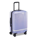 florence by mills Gotta Glow Hardside Expandable Luggage with Spinner Wheels, Translucent See-Thru Purple, Carry-On 20 Inch