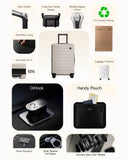 LUGGEX Carry On Luggage 22x14x9 Airline Approved,HUP3 Accelerate Access with DiHook, Handy Pouch, 20 inch Expandable Hard Shell Suitcases with Spinner Wheels (EX-Enhance,Sand Dune,20 Inch,37L-41L)