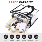 BAGAIL Clear Bags Stadium Approved Clear Tote Bag with Zipper Closure Crossbody Shoulder Bag with Adjustable Strap(12 Inch X 12 Inch X 6 Inch,Black)