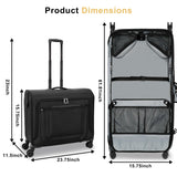 Modoker Rolling Garment Bag With Wheels, Large SoftSided Spinner Luggage for Travel, Convertible Hanging Suitcase For Men Women,Garment Bag With Laptop Compartment,Suit Bag,Black