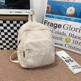 Eagerrich Small Mini Backpack Purse for Women Travel Corduroy Bag for Women Cute Aesthetic(White)