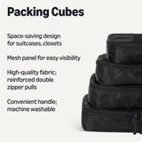 Amazon Essentials 4-Piece Packing Cubes Travel Accessories Set, Luggage Organizer with Double Zipper, Mesh Top, Space-Saving, Medium, Black (Previously Amazon Basics)