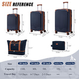 KUNEL Expandable 5 Piece Luggage Sets with Detachable Spinner Wheels and TSA Lock, Unisex Hardside ABS Suitcase Set, Hardshell Lightweight Waterproof Travel Hard Case Suitcases with Wheels, Darkblue