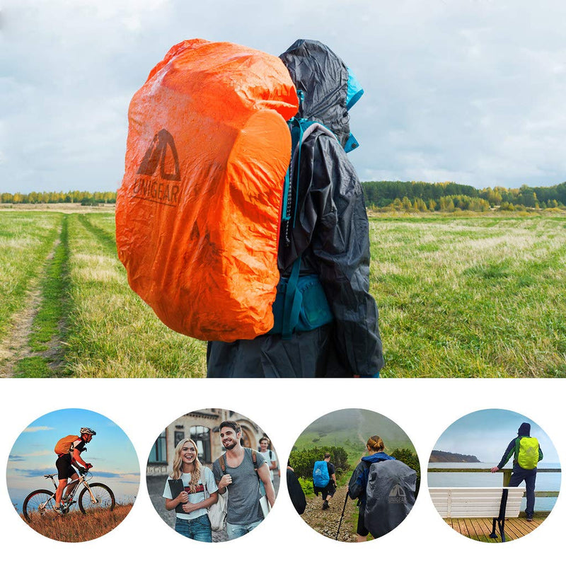 Unigear Backpack Rain Cover Waterproof Rating 5000mm Ultraportable and Durable with 2 Anti-Slip Buckle Strap, Integrated Carry Pouch Design (Black, Large for 40L-50L Backpack)