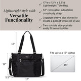 Baggallini Essential Laptop Tote - Work Tote Bag with Laptop Sleeve - Lightweight Travel Crossbody Shoulder Bag for Women, Black
