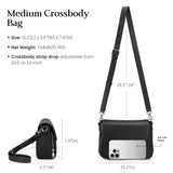 befen Black Genuine Leather Crossbody Bags for Women Medium Womens Saddle Bag Cross Body Purse with Built in RFID Blocking Wallet