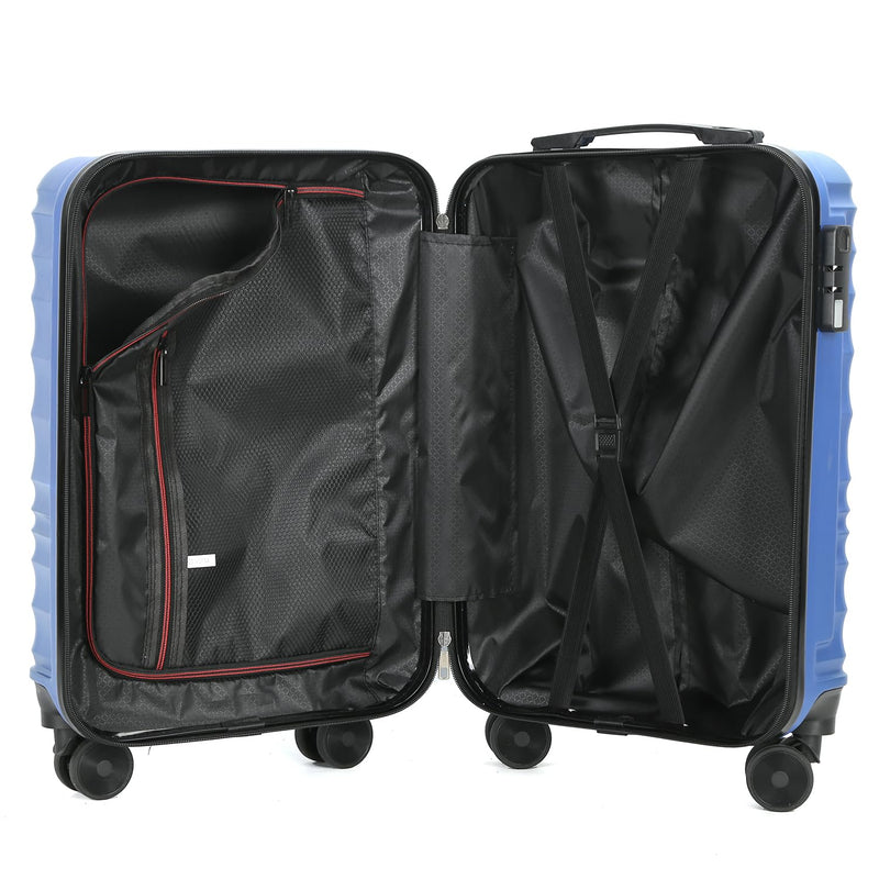 AGVOTK 21" Hardshell Carry On with Duffel Bag, Luggage Bag with Charging Port, Luggage Set, Cup Holder and Phone Holder, Suitcase Combo with USB (Blue)