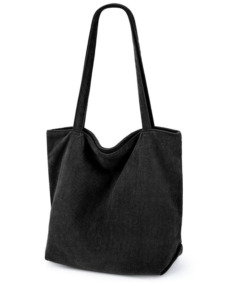 Iioscre Women Corduroy Tote Bag,Tote Bag with Zipper,Large Capacity Casual Shoulder Handbags with Inner Pockets Work