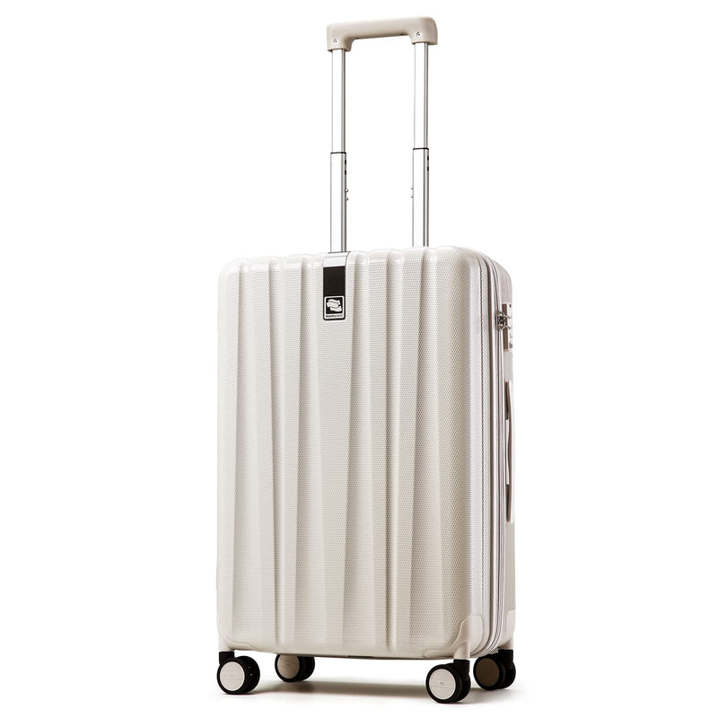 Hanke 20 Inch Carry On Luggage 22x14x9 Airline Approved Lightweight PC Hard Shell Suitcases with Wheels Travel Luggage Rolling Suitcase Travel Luggage Bag Christmas Gifts for Birthday(Ivory White)