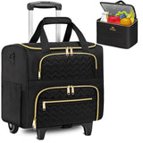 MATEIN Rolling Laptop Bag for Women, 15.6 Inch Rolling Briefcase with Wheels &Detachable Cart, Roller Computer Teacher Tote Bag with Insulated Lunch Box Gift for Nurse Work Business Office, Deep Black