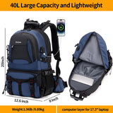 Nerlion 40L Hiking Backpack Travel Backpack for Men Women Camping Waterproof Outdoor Hiking Daypack Lightweight Backpack (Blue)