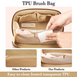 CLOUDWINGS Birthday Gifts for Women Teen Girl, Personalized Initial Makeup Organizer Bag Set, Open Flat Travel Cosmetic Bag With Clear Divider and Handle(Beige,A)
