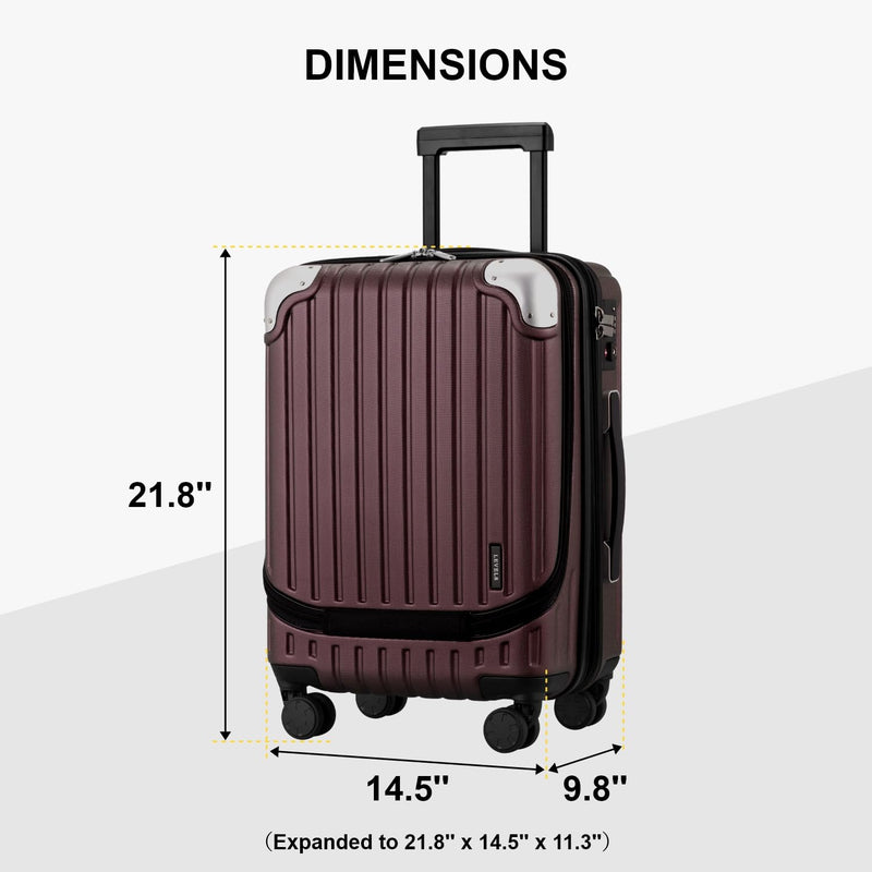 LEVEL8 Grace Large Carry on Luggage, 20 Inch Expandable Hardside Suitcases with wheels, Abs+Pc Harshell Spinner Luggages with Tsa Lock, Red