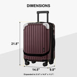 LEVEL8 Grace Large Carry on Luggage, 20 Inch Expandable Hardside Suitcases with wheels, Abs+Pc Harshell Spinner Luggages with Tsa Lock, Red