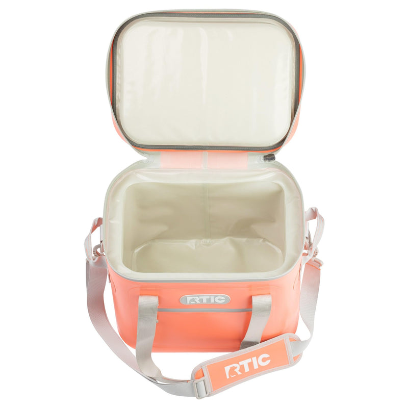 RTIC Ultra-Tough Soft Cooler 20 Can, Insulated Bag Portable Ice Chest Box for Lunch, Beach, Drink, Beverage, Travel, Camping, Picnic, Car, Trips, Floating Cooler Leak-Proof with Zipper, Coral