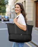 HOTOR Travel Duffel Bag - Weekender Bags for Women, Gym Tote Bags with Shoe Compartment, Carry On Overnight Bag with Toiletry Bag for Travel Essentials and Travel Accessories, Black, 13.4"×17.3"×7.9"