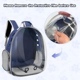 XIZIX Cat Bubble Backpack, Transparent Cat Backpack for Kitten Small Dog Pet, Space Capsule Cat Backpack Carrier for Hiking Camping Travel Outdoor Use (Navy Blue)