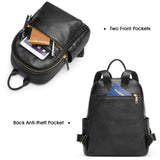 Kattee Genuine Leather Backpack Purse for Women Multi-functional Elegant Daypack Soft Leather Shoulder Bag Shopping Trip, Medium, Black
