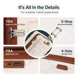Vipbox Luggage Sets 3 Piece (3-YEARS VIP SERVICE) Hardside Expandable Ultra Durable 100% PC Lightweight Carry On Travel Suitcase Set with TSA Lock Spinner Wheels, White Brown