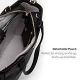 TUMI - Voyageur Vail Leather Tote - Women's Lightweight, Multipurpose, Everyday Bag with Crossbody Strap and Laptop Storage - Medium, Black with Light Gold Hardware