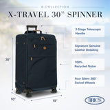 Bric's X-Bag Large Spinner with Frame, Water-Resistant 360° Wheeled Checked Luggage with Ergonomic Handle and Organized Interior – 30 Inch, Navy