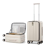 Hanke 20 Inch Carry On Luggage with Wheels PC Hard Shell Suitcase Top Opening Aluminum Frame Travel Luggage Suitcases for Woman Men Gifts.(Ivory White)