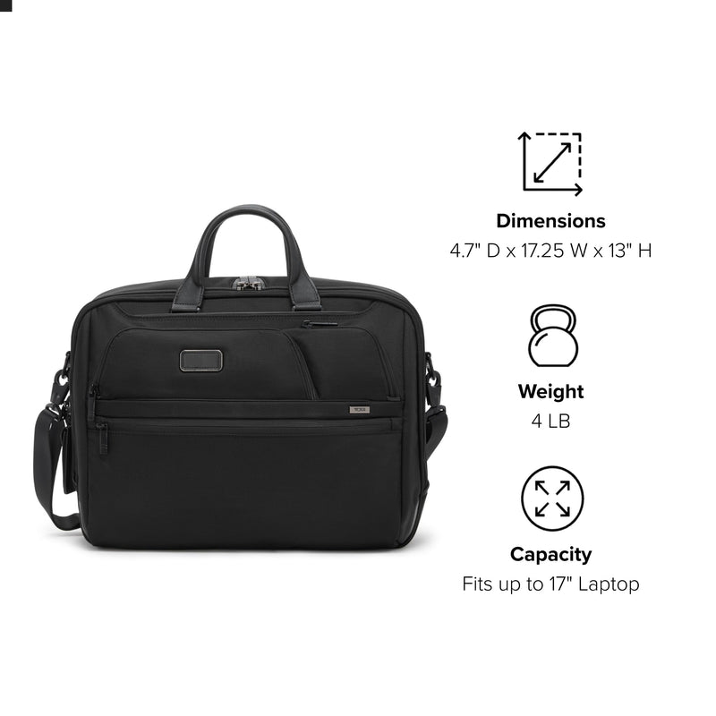 TUMI - Alpha Large 17" Laptop Briefcase - Professional Briefcase for Commute or Travel - Padded Compartment Fits Up to 17" Screen - Black