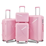 MWrouqfur Hard Shell Luggage Sets 4 Piece with 360 Spinner Wheels,Lightweight Suitcase Set with TSA Lock,Travel Luggage Set with Telescoping Handle,Light and Strong,Easy to Clean (Pink 2)
