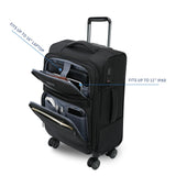 KROSER Softside Expandable Carry On Luggage with Front Business Pockets，20 Inch Suitcases with Spinner Wheels & Built-in TSA Lock, Durable Suitcase Rolling Luggage with USB Port, Black