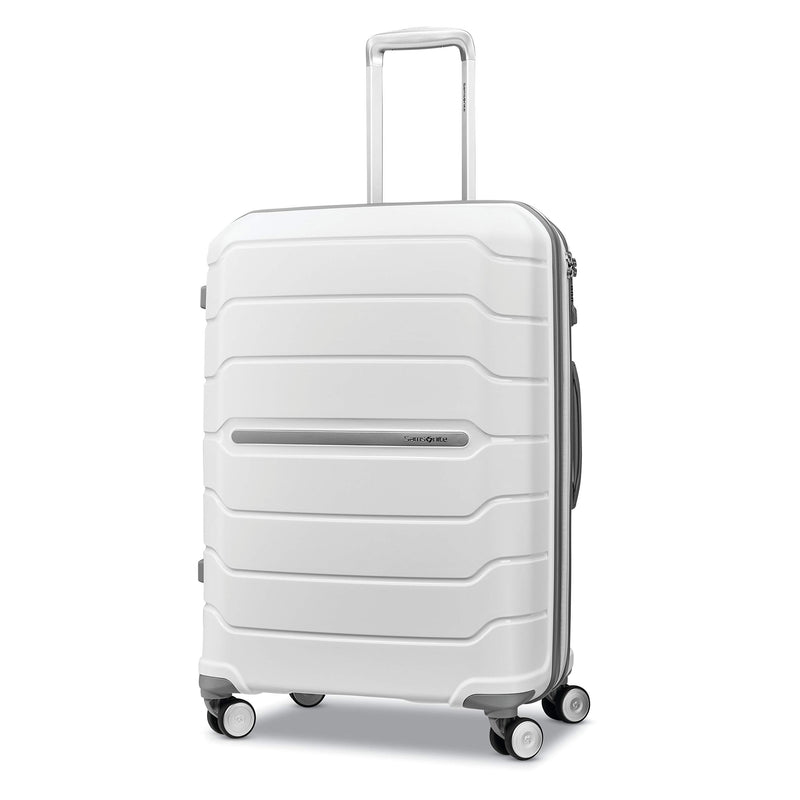 Samsonite Freeform Hardside Expandable with Double Spinner Wheels, White, Checked-Medium 24-Inch
