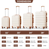 Suitour 4 Piece Luggage Sets, Hard Shell Suitcase Set with Spinner Wheels 16 20 24 28inch Travel Sets(Beige Tan)