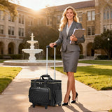 Ytonet Rolling Teacher Bag, 15.6 Inch Rolling Laptop Bag with Detachable Dolly & File Teacher Tote, Large Roller Briefcase for Women Teaching Office Work Craft Nurse, Black