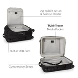 TUMI - Voyageur Leger 4 Wheeled Luggage - Women's Lightweight and Spacious, Sleek Silhouette, Durable Premium Suitcase - 21.8" Continental Expandable Carry-On, Black with Gunmetal Hardware