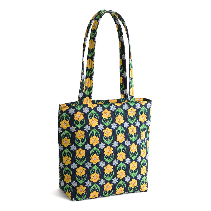 Vera Bradley Women's Premium Cotton Small Original Zip Tote Bag, Daffodils, One Size