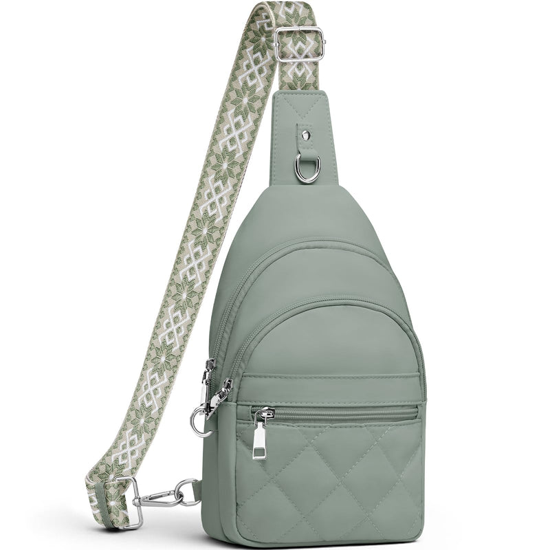 SYTRAH Sling Bag for Women, Anti-Theft RFID Crossbody Bag Nylon Sling Purse for Travel, Puffy Small backpack for Daily Hiking Sports Green