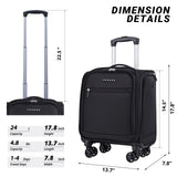 Verage Underseat Carry On Luggage with Wheels, 14.5-Inch Spinner Small Suitcase, Softside Lightweight Travel Bag for Men and Women, Airplane Carry On Bag, Black