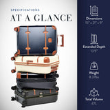 Bric's Bellagio 3.0 Spinner Trunk - Luxury Hardshell Carry On Luggage with Large Wheels,Telescopic Handle, Leather Detailing - Expandable Rolling Suitcase - 21", Blue