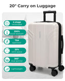 BAGSMART Expandable Carry On Luggage 22x14x9 Airline Approved, 1OO% PC Lightweight Hard Shell Suitcase, 20 Inch Travel Luggage with Spinner Wheels, Waterproof Rolling Suitcase, Biege
