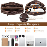 Faux Leather Messenger Bag for Men 17-17.3 Inch: Convertible 3 in 1 Backpack Laptop Bag Briefcase Computer Handbags Shoulder Crossbody Bag with Padded Laptop Sleeve for Work College Travel, PU Coffee