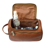 Piel Leather U-Zip Toiletry Kit, Saddle, One Size
