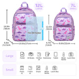 VASCHY Backpack for Girls, Kids Cute Kindergarten Preschool Children 12L Small Backpack Bookbag for School Travel Lilac Dinos