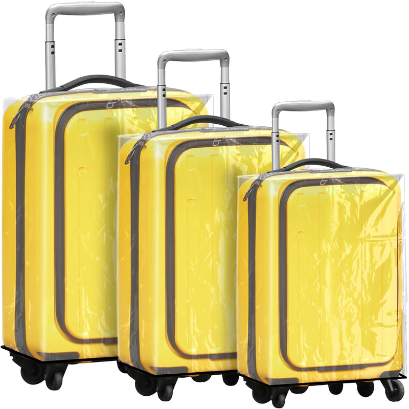 Sherr 3-Piece Clear Luggage Covers - Waterproof Protector for Travel (Fits Most 24" to 30" Suitcases)