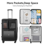28 Inch Large Checked Luggage with Front Pocket, Expandable Hardshell Suitcase with Spinner Wheels, Hybrid Extra Large Travel Bag for Extended Stays, TSA Lock & USB Charging Ports, 28" Checked Bag