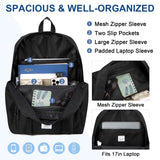 VASCHY Backpack for Men, Unisex Large Fashion Schoolbag Book bag Rucksack for High School/College/Work/Travel/Commuter Black