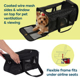 Sherpa Pet Carrier Airline Approved with Spring Wire Frame - Cat & Dog Carrier for In-Cabin Travel, Mesh Ventilation, Locking Zippers - Black Lattice, Large