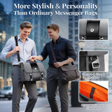 MATEIN Mens Business Briefcase 15.6 Inch, PU Leather Messenger Bags Laptop Computer Bag with USB Charging Port & Cooler, Waterproof Stylish Crossbody Shoulder Satchel for Work Office Commuting