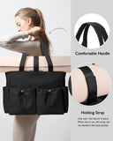KALIDI Yoga Tote Bag for Women with Zipper Large Shoulder Bag Handbag with Pockets for Travel Vacation Work Gym Workout, Black